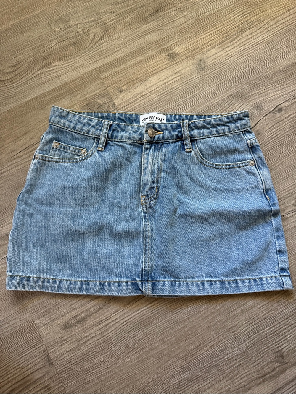 Princess Polly Light Wash Denim Mini Skirt - Picture 1 of 2